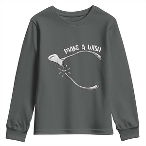 Funny Thanksgiving Turkey Wishbone Youth Sweatshirt Make A Wish Chicken Turkey TS11 Dark Heather Print Your Wear