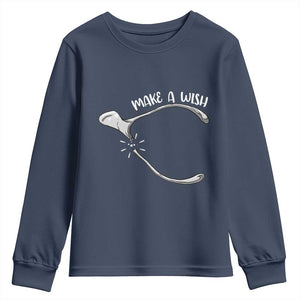 Funny Thanksgiving Turkey Wishbone Youth Sweatshirt Make A Wish Chicken Turkey TS11 Navy Print Your Wear