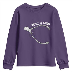 Funny Thanksgiving Turkey Wishbone Youth Sweatshirt Make A Wish Chicken Turkey TS11 Purple Print Your Wear