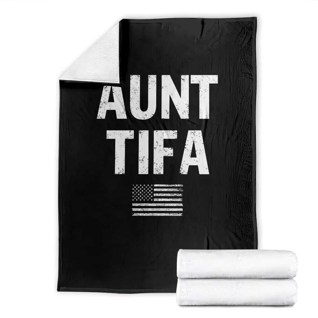 Funny Aunt Tifa Throw Blanket Political Satire Vintage American Flag TS11 Black Print Your Wear