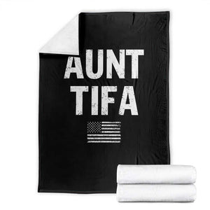 Funny Aunt Tifa Throw Blanket Political Satire Vintage American Flag TS11 Black Print Your Wear