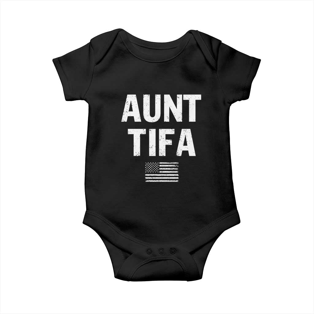 Funny Aunt Tifa Baby Onesie Political Satire Vintage American Flag TS11 Black Print Your Wear