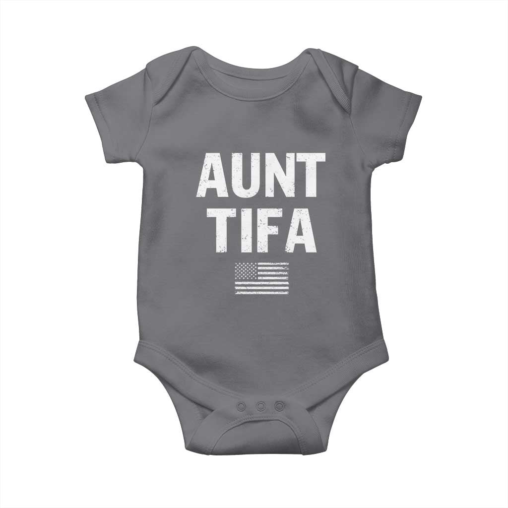 Funny Aunt Tifa Baby Onesie Political Satire Vintage American Flag TS11 Charcoal Print Your Wear