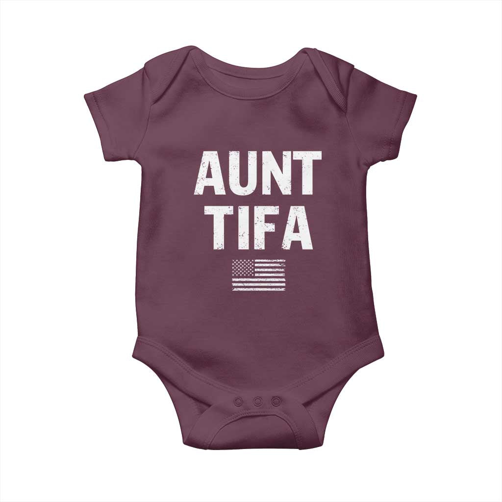 Funny Aunt Tifa Baby Onesie Political Satire Vintage American Flag TS11 Maroon Print Your Wear