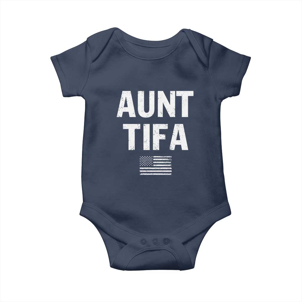 Funny Aunt Tifa Baby Onesie Political Satire Vintage American Flag TS11 Navy Print Your Wear