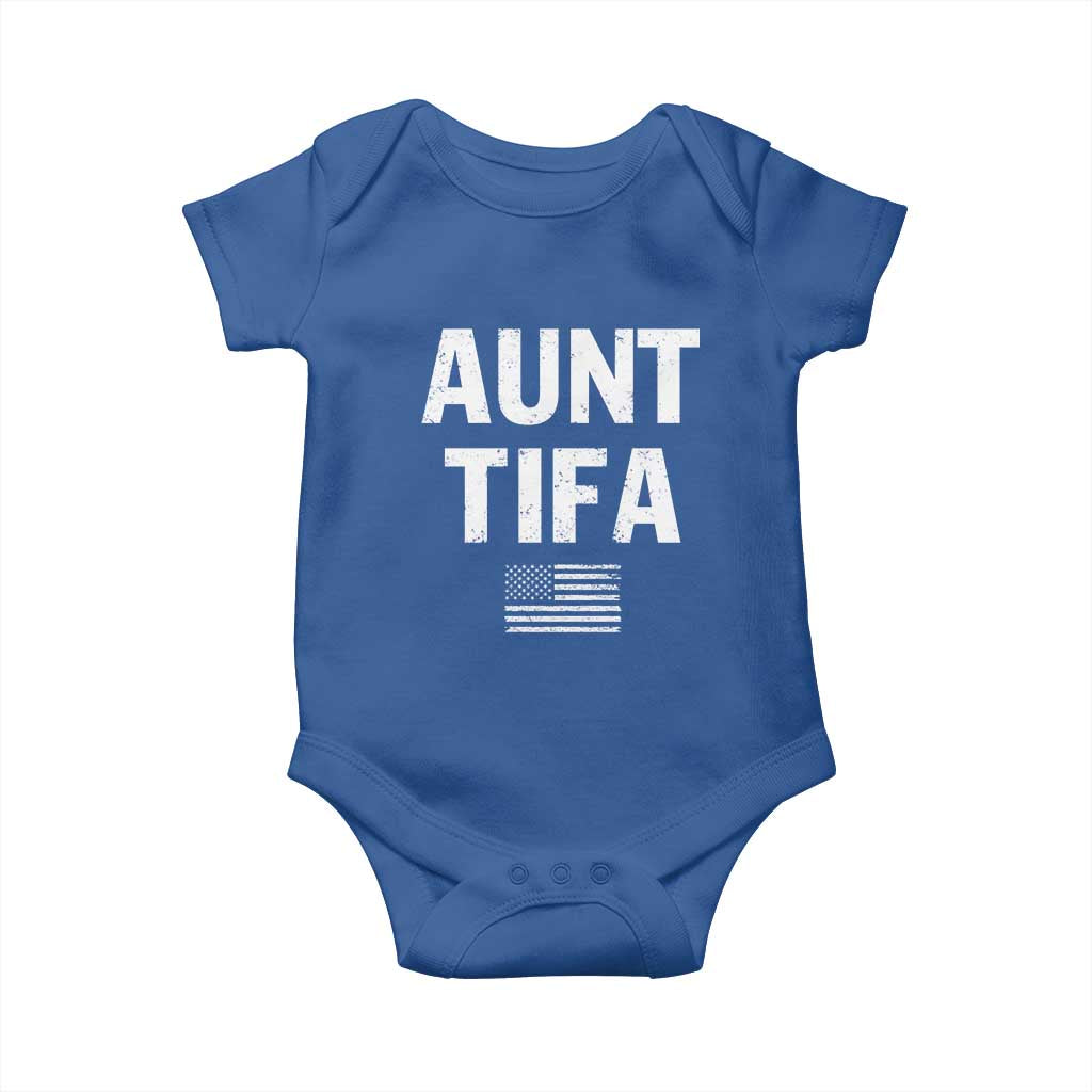 Funny Aunt Tifa Baby Onesie Political Satire Vintage American Flag TS11 Royal Blue Print Your Wear