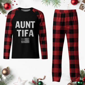 Funny Aunt Tifa Plaid Pajama Set Political Satire Vintage American Flag TS11 Buffalo Plaid Print Your Wear