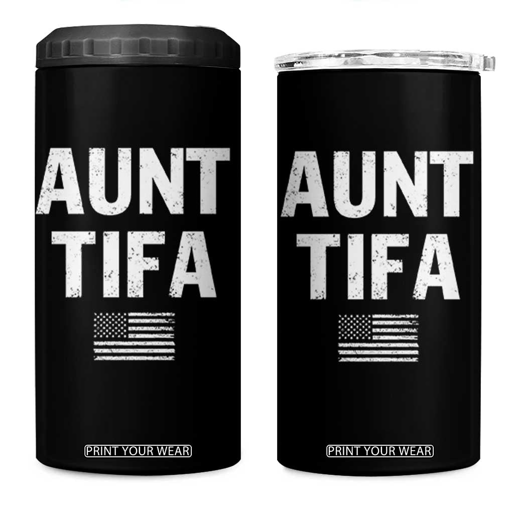 Funny Aunt Tifa 4 in 1 Can Cooler Tumbler Political Satire Vintage American Flag TS11 One Size: 16 oz Black Print Your Wear