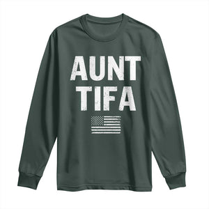 Funny Aunt Tifa Long Sleeve Shirt Political Satire Vintage American Flag TS11 Dark Forest Green Print Your Wear
