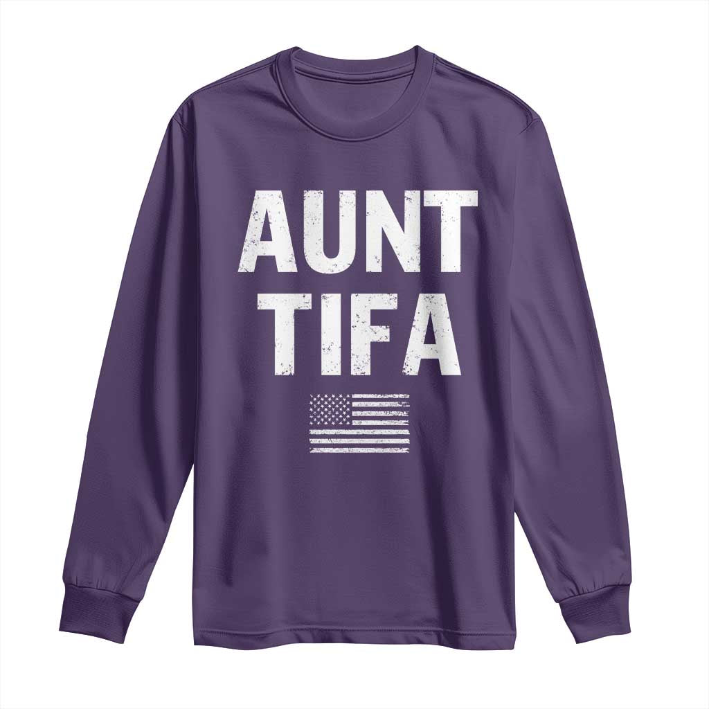 Funny Aunt Tifa Long Sleeve Shirt Political Satire Vintage American Flag TS11 Purple Print Your Wear