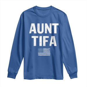 Funny Aunt Tifa Long Sleeve Shirt Political Satire Vintage American Flag TS11 Royal Blue Print Your Wear