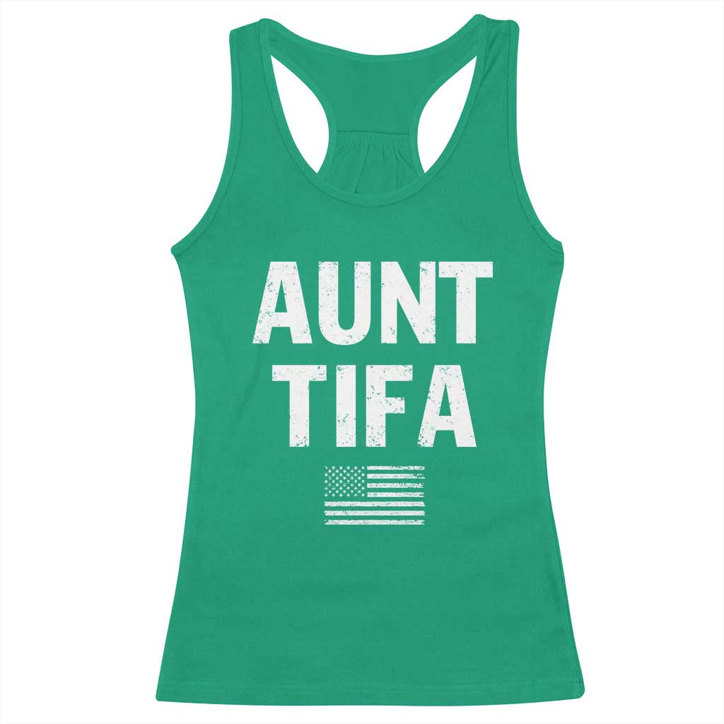 Funny Aunt Tifa Racerback Tank Top Political Satire Vintage American Flag TS11 Irish Green Print Your Wear
