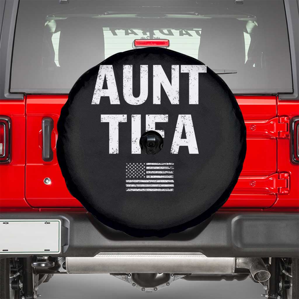 Funny Aunt Tifa Spare Tire Cover Political Satire Vintage American Flag TS11 Black Print Your Wear