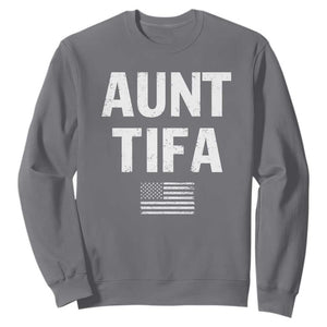 Funny Aunt Tifa Sweatshirt Political Satire Vintage American Flag TS11 Charcoal Print Your Wear