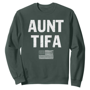 Funny Aunt Tifa Sweatshirt Political Satire Vintage American Flag TS11 Dark Forest Green Print Your Wear