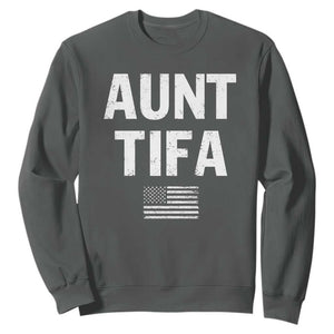 Funny Aunt Tifa Sweatshirt Political Satire Vintage American Flag TS11 Dark Heather Print Your Wear