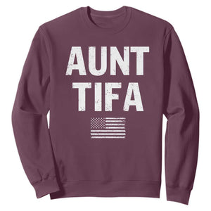 Funny Aunt Tifa Sweatshirt Political Satire Vintage American Flag TS11 Maroon Print Your Wear