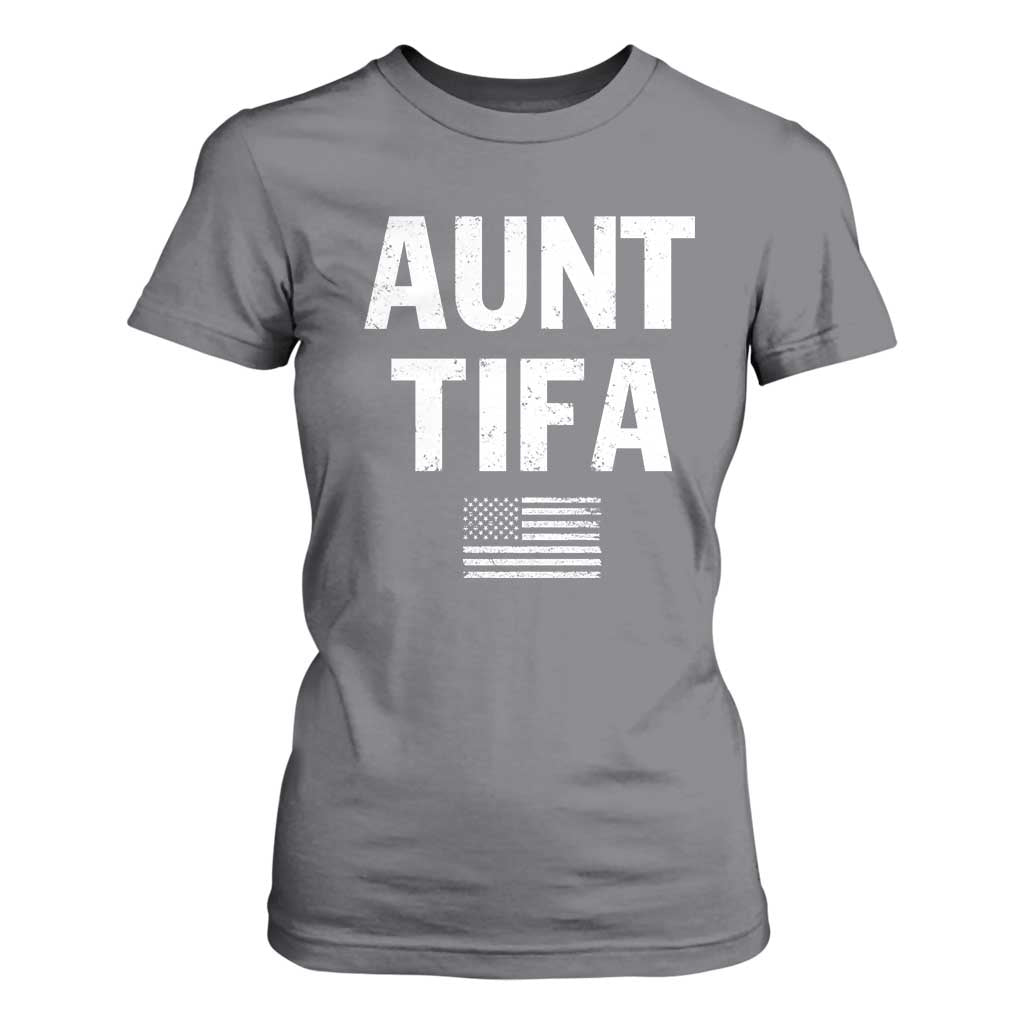 Funny Aunt Tifa T Shirt For Women Political Satire Vintage American Flag TS11 Charcoal Print Your Wear