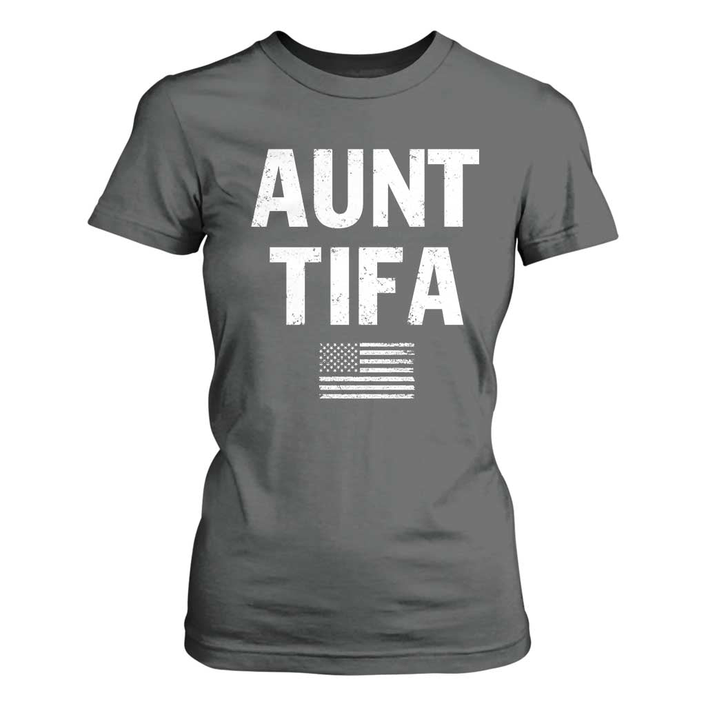 Funny Aunt Tifa T Shirt For Women Political Satire Vintage American Flag TS11 Dark Heather Print Your Wear