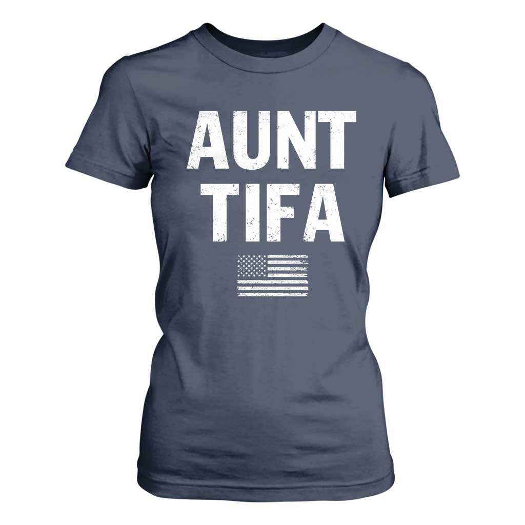 Funny Aunt Tifa T Shirt For Women Political Satire Vintage American Flag TS11 Navy Print Your Wear