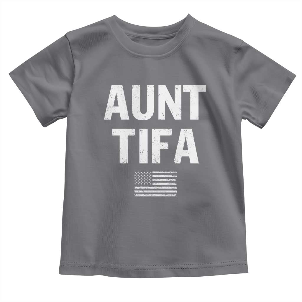 Funny Aunt Tifa Toddler T Shirt Political Satire Vintage American Flag TS11 Charcoal Print Your Wear