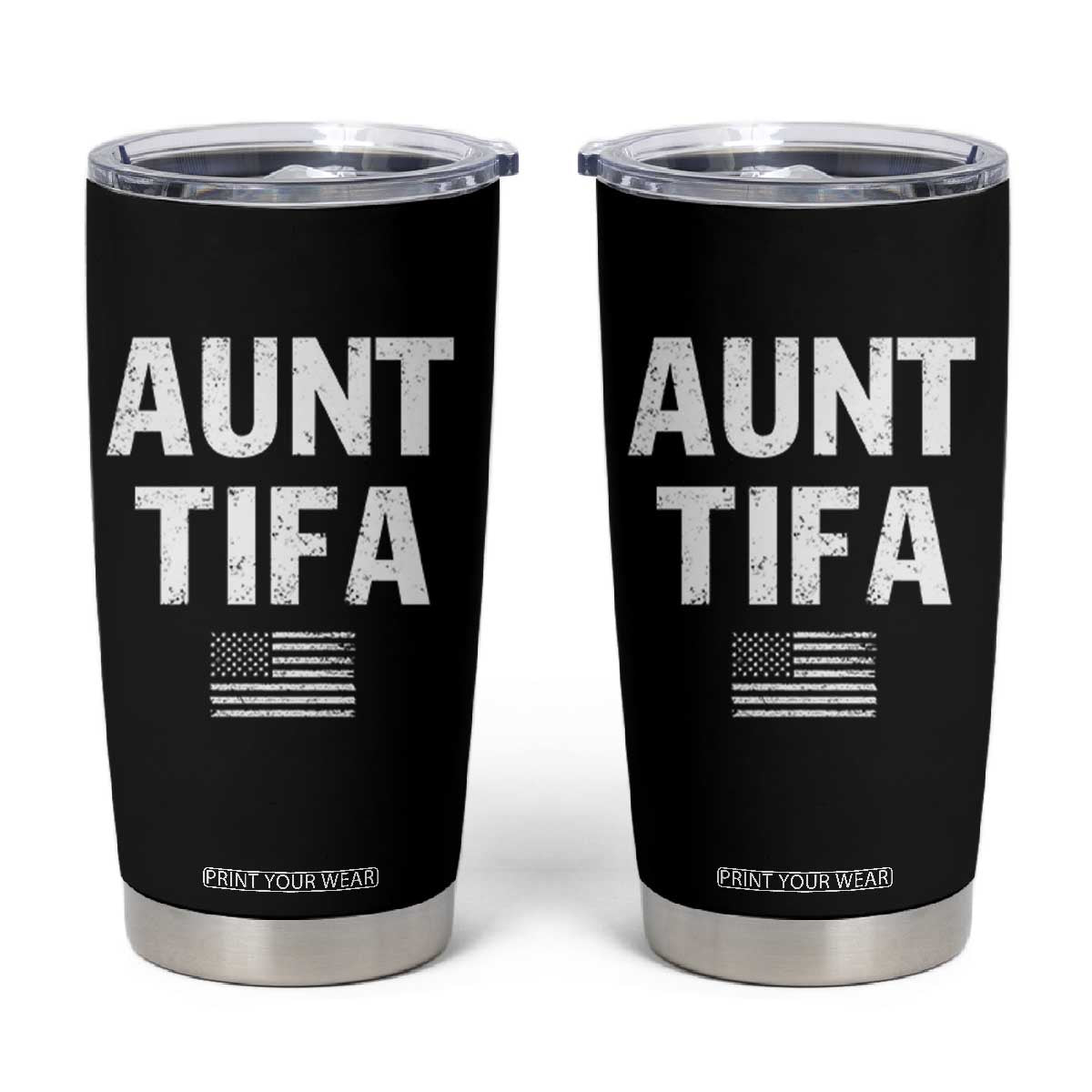 Funny Aunt Tifa Tumbler Cup Political Satire Vintage American Flag TS11 Black Print Your Wear