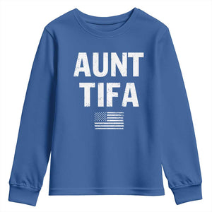 Funny Aunt Tifa Youth Sweatshirt Political Satire Vintage American Flag TS11 Royal Blue Print Your Wear