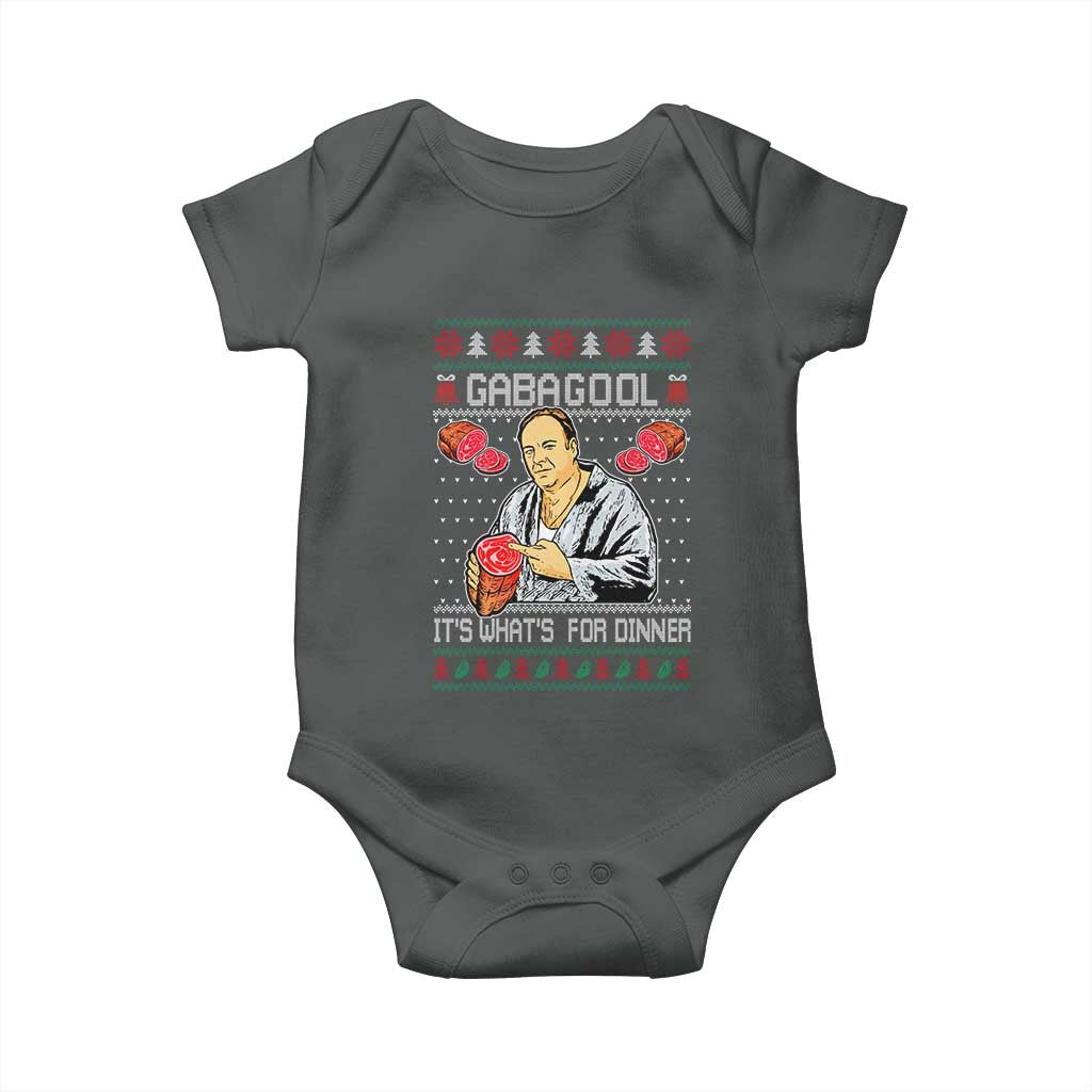 Funny Christmas Mafia Baby Onesie Gabagool It Is Whats For Dinner Gangster Movie TS11 Dark Heather Print Your Wear