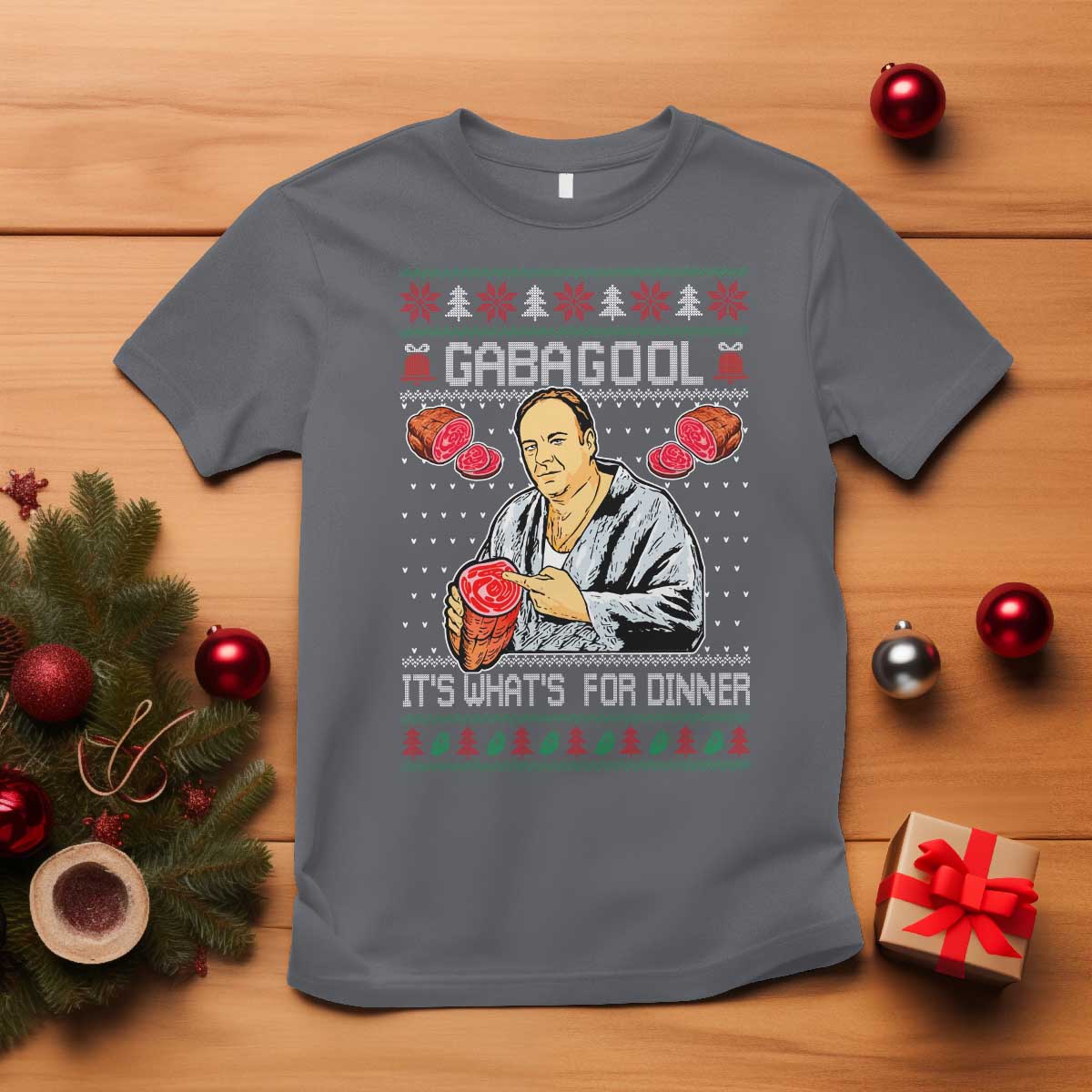 Funny Christmas Mafia T Shirt Gabagool It Is Whats For Dinner Gangster Movie TS11 Charcoal Print Your Wear