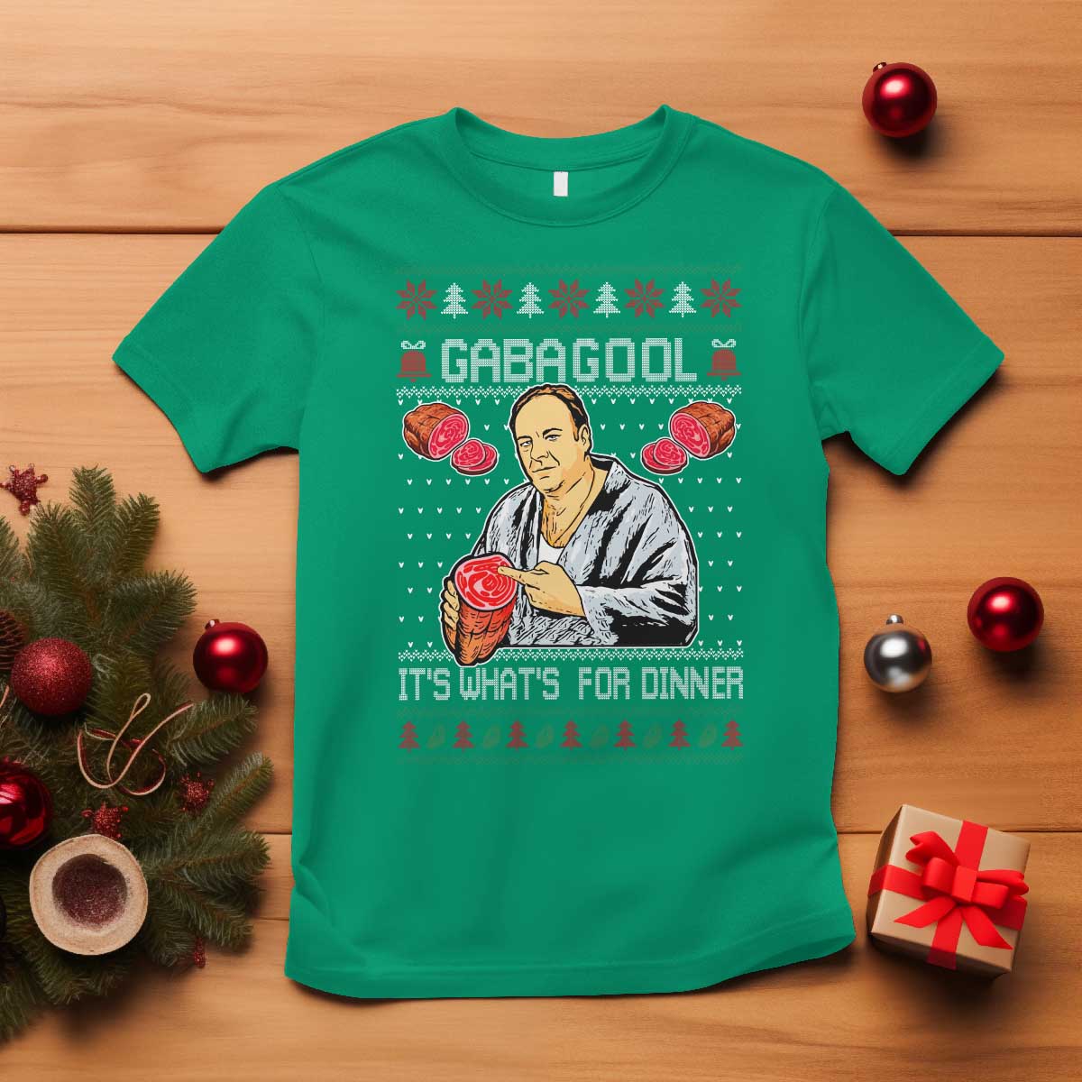 Funny Christmas Mafia T Shirt Gabagool It Is Whats For Dinner Gangster Movie TS11 Irish Green Print Your Wear
