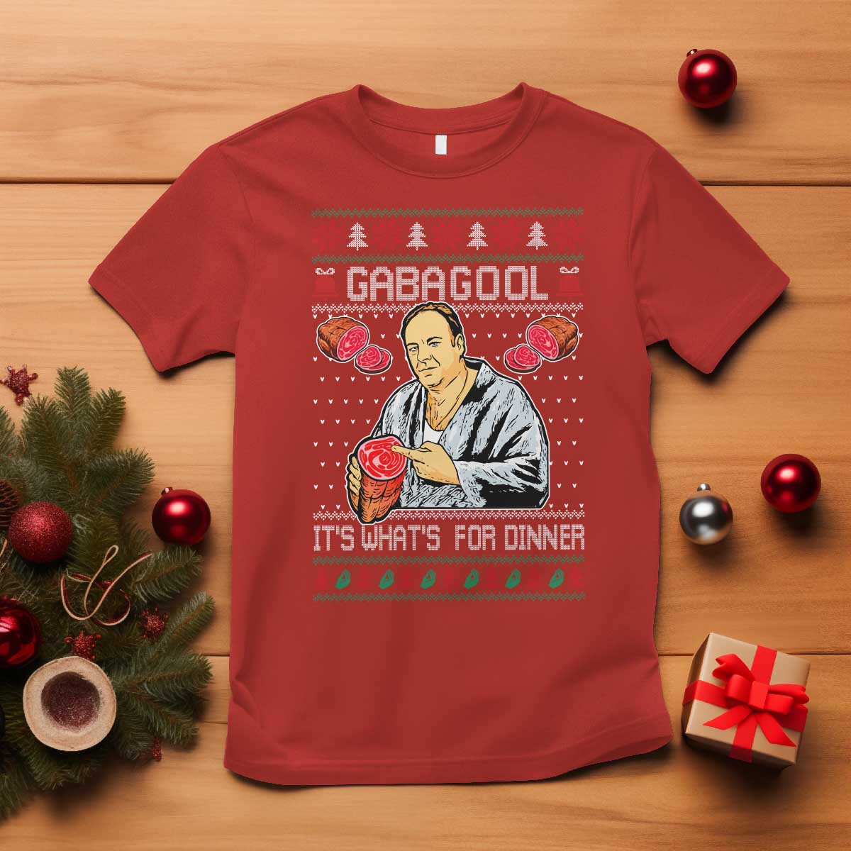 Funny Christmas Mafia T Shirt Gabagool It Is Whats For Dinner Gangster Movie TS11 Red Print Your Wear