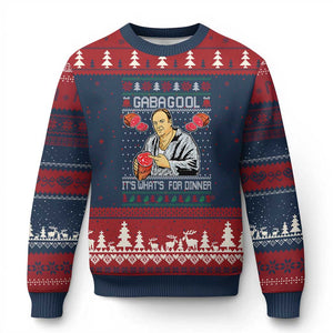 Funny Xmas Mafia Ugly Christmas Sweater Gabagool It Is Whats For Dinner Gangster Movie TS11 Navy Red Print Your Wear