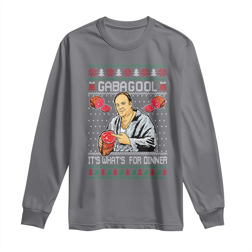 Funny Christmas Mafia Long Sleeve Shirt Gabagool It Is Whats For Dinner Gangster Movie TS11 Charcoal Print Your Wear