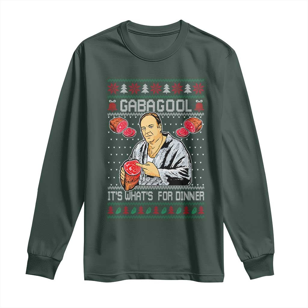 Funny Christmas Mafia Long Sleeve Shirt Gabagool It Is Whats For Dinner Gangster Movie TS11 Dark Forest Green Print Your Wear