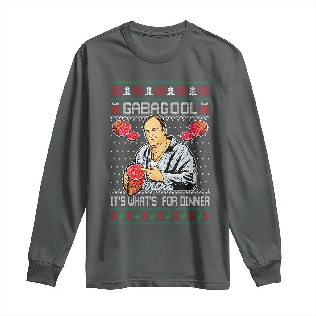 Funny Christmas Mafia Long Sleeve Shirt Gabagool It Is Whats For Dinner Gangster Movie TS11 Dark Heather Print Your Wear