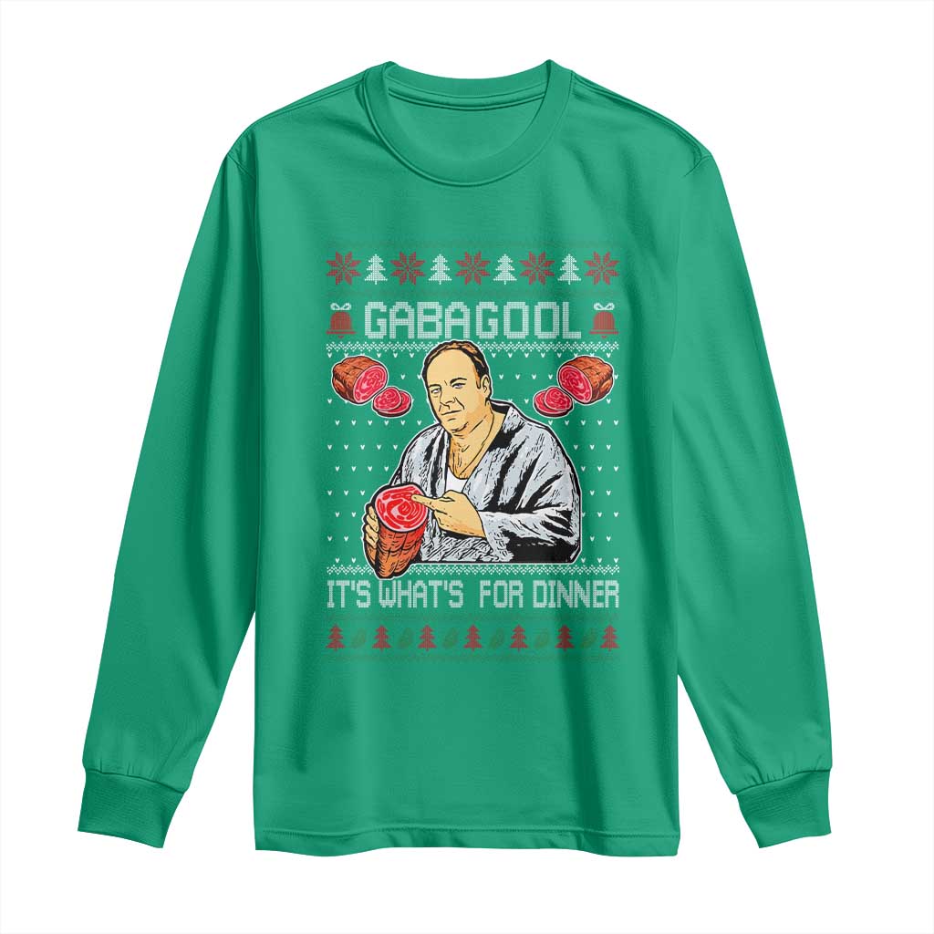 Funny Christmas Mafia Long Sleeve Shirt Gabagool It Is Whats For Dinner Gangster Movie TS11 Irish Green Print Your Wear