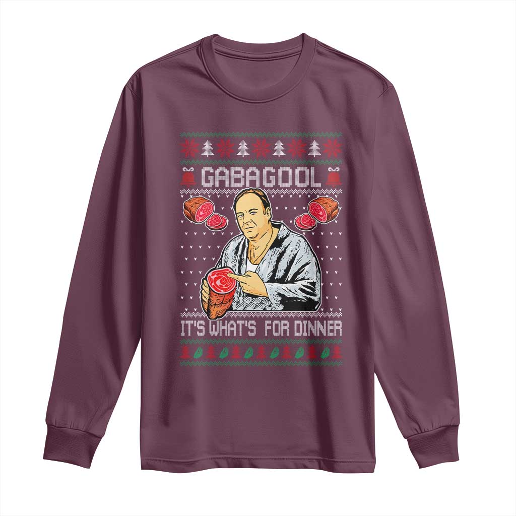 Funny Christmas Mafia Long Sleeve Shirt Gabagool It Is Whats For Dinner Gangster Movie TS11 Maroon Print Your Wear