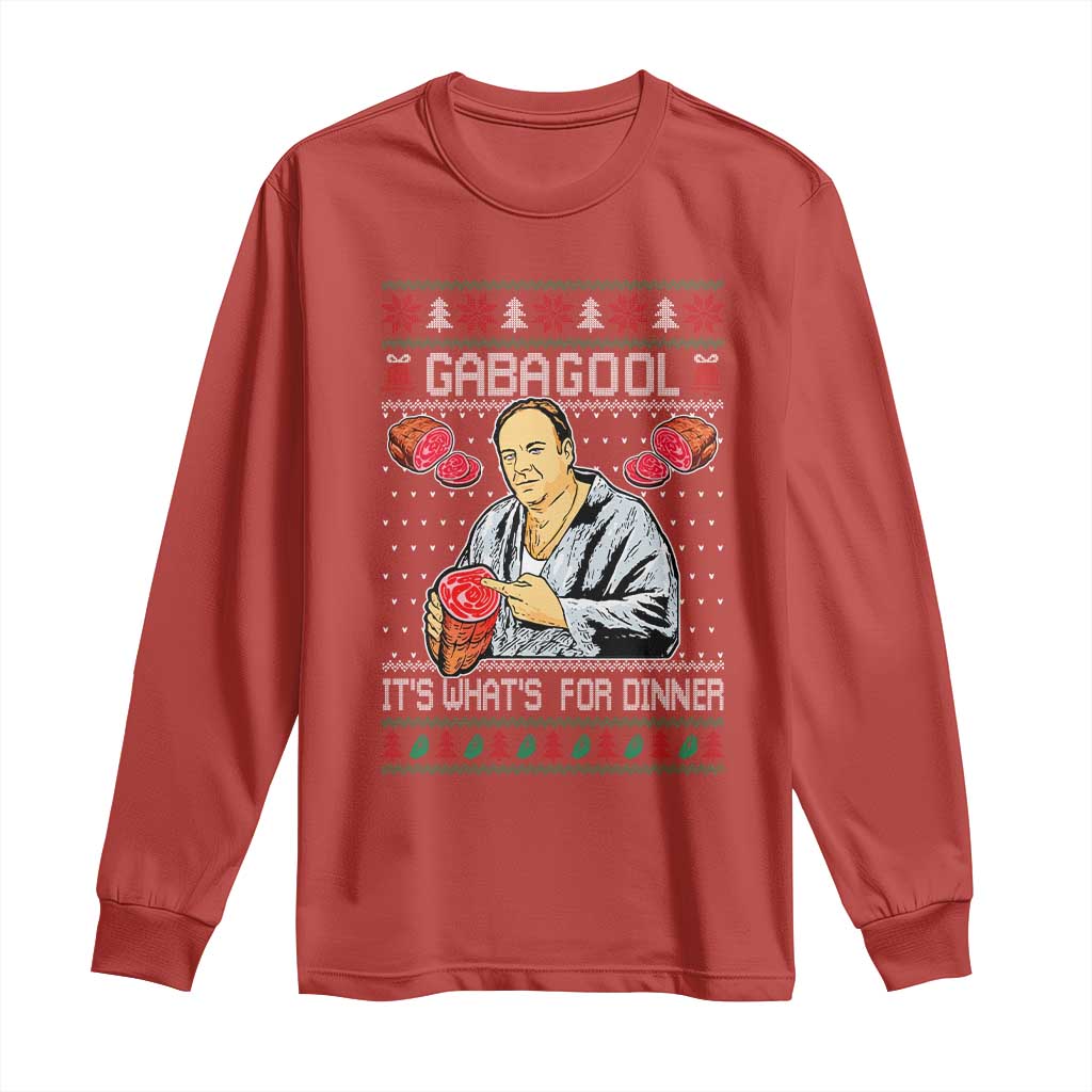 Funny Christmas Mafia Long Sleeve Shirt Gabagool It Is Whats For Dinner Gangster Movie TS11 Red Print Your Wear
