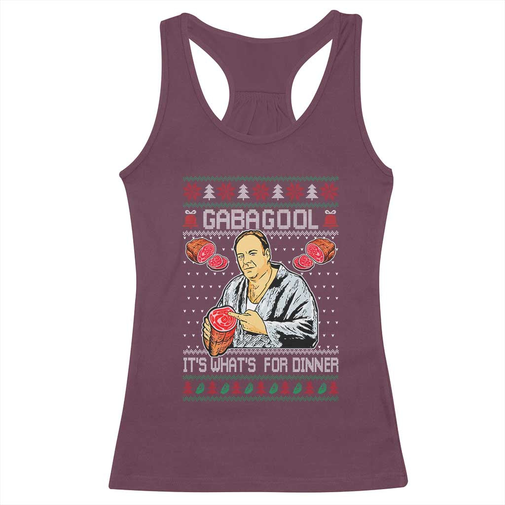 Funny Christmas Mafia Racerback Tank Top Gabagool It Is Whats For Dinner Gangster Movie TS11 Maroon Print Your Wear