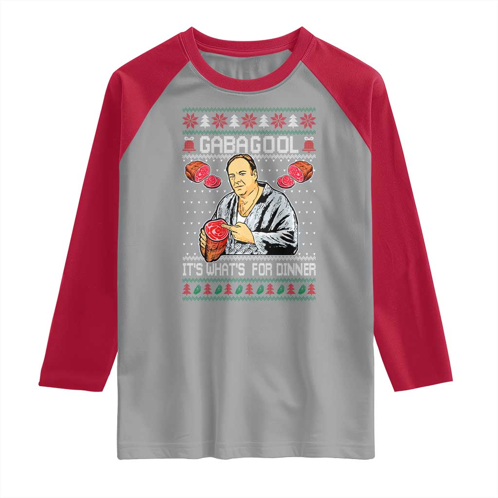 Funny Christmas Mafia Raglan Shirt Gabagool It Is Whats For Dinner Gangster Movie TS11 Sport Gray Red Print Your Wear