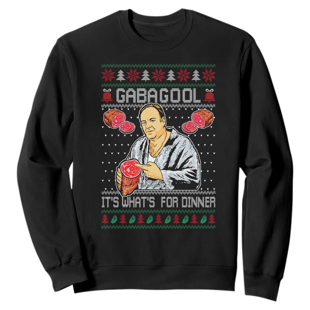 Funny Christmas Mafia Sweatshirt Gabagool It Is Whats For Dinner Gangster Movie TS11 Black Print Your Wear