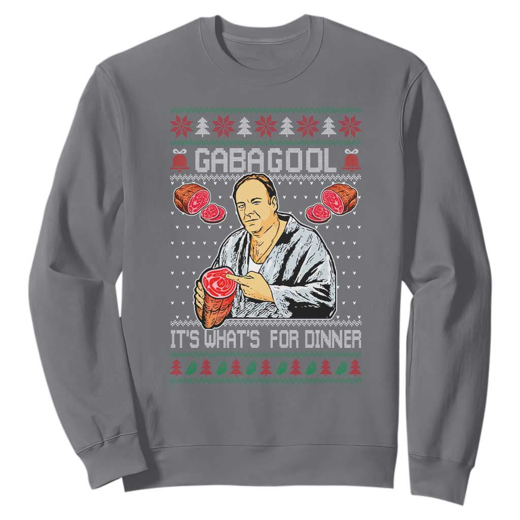 Funny Christmas Mafia Sweatshirt Gabagool It Is Whats For Dinner Gangster Movie TS11 Charcoal Print Your Wear