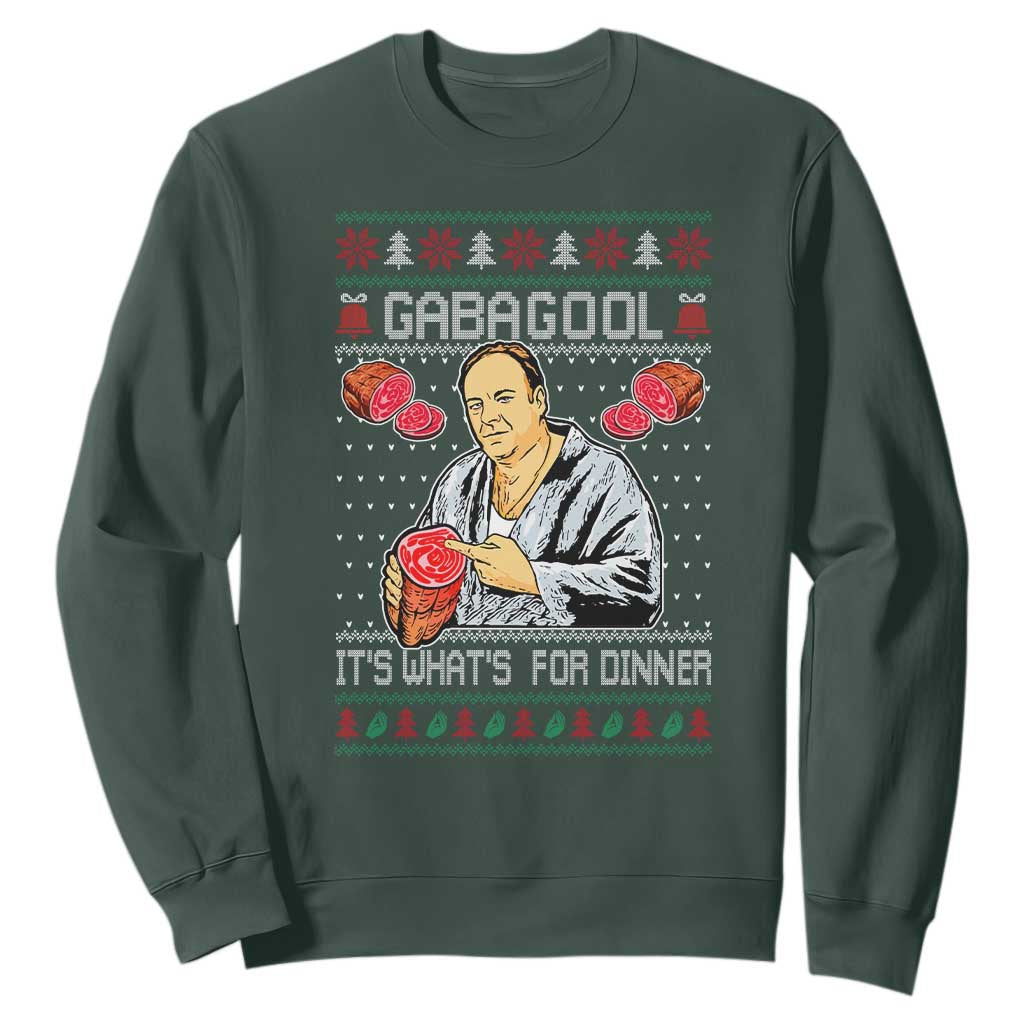 Funny Christmas Mafia Sweatshirt Gabagool It Is Whats For Dinner Gangster Movie TS11 Dark Forest Green Print Your Wear