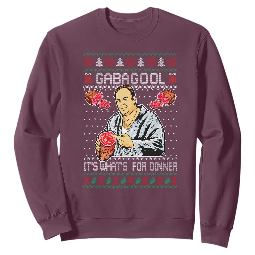 Funny Christmas Mafia Sweatshirt Gabagool It Is Whats For Dinner Gangster Movie TS11 Maroon Print Your Wear