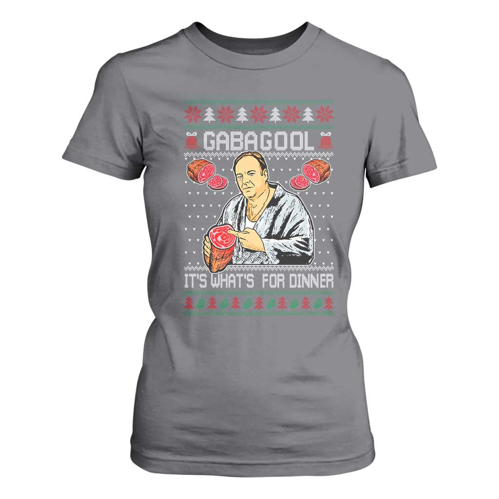 Funny Christmas Mafia T Shirt For Women Gabagool It Is Whats For Dinner Gangster Movie TS11 Charcoal Print Your Wear