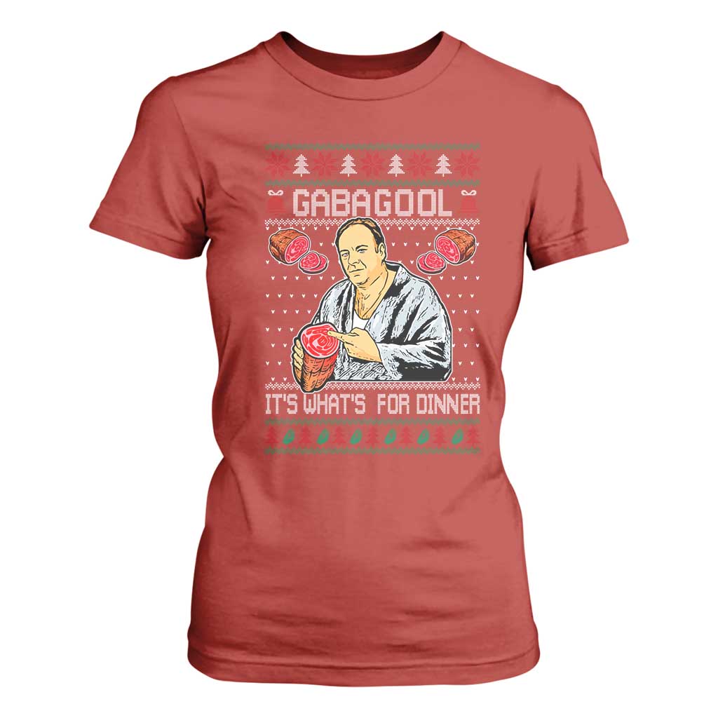 Funny Christmas Mafia T Shirt For Women Gabagool It Is Whats For Dinner Gangster Movie TS11 Red Print Your Wear