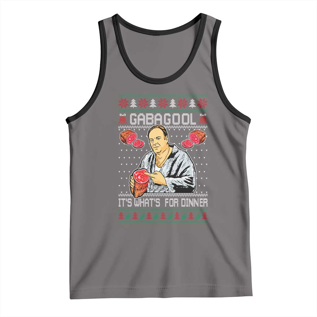 Funny Christmas Mafia Tank Top Gabagool It Is Whats For Dinner Gangster Movie TS11 Deep Heather Black Print Your Wear