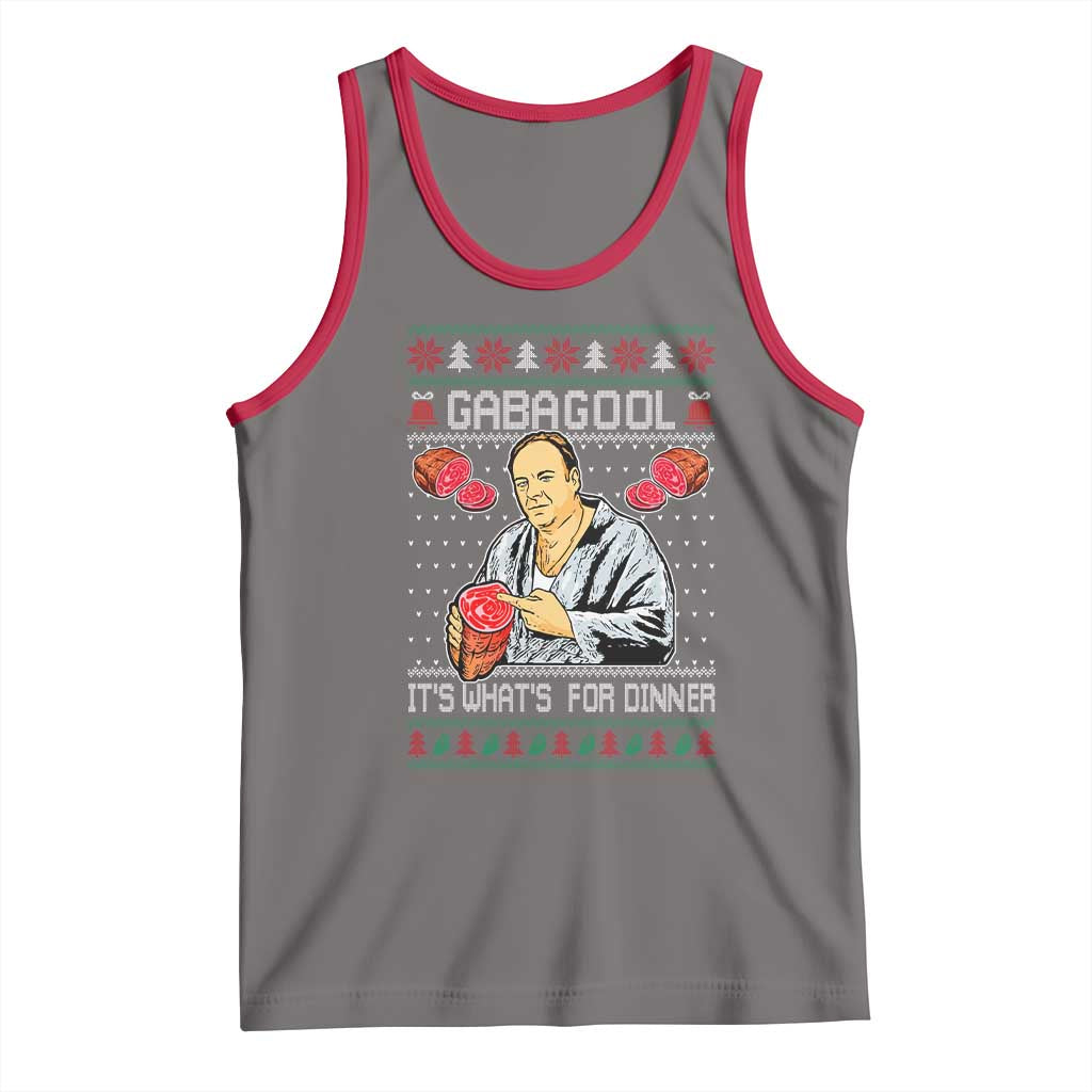 Funny Christmas Mafia Tank Top Gabagool It Is Whats For Dinner Gangster Movie TS11 Deep Heather Red Print Your Wear