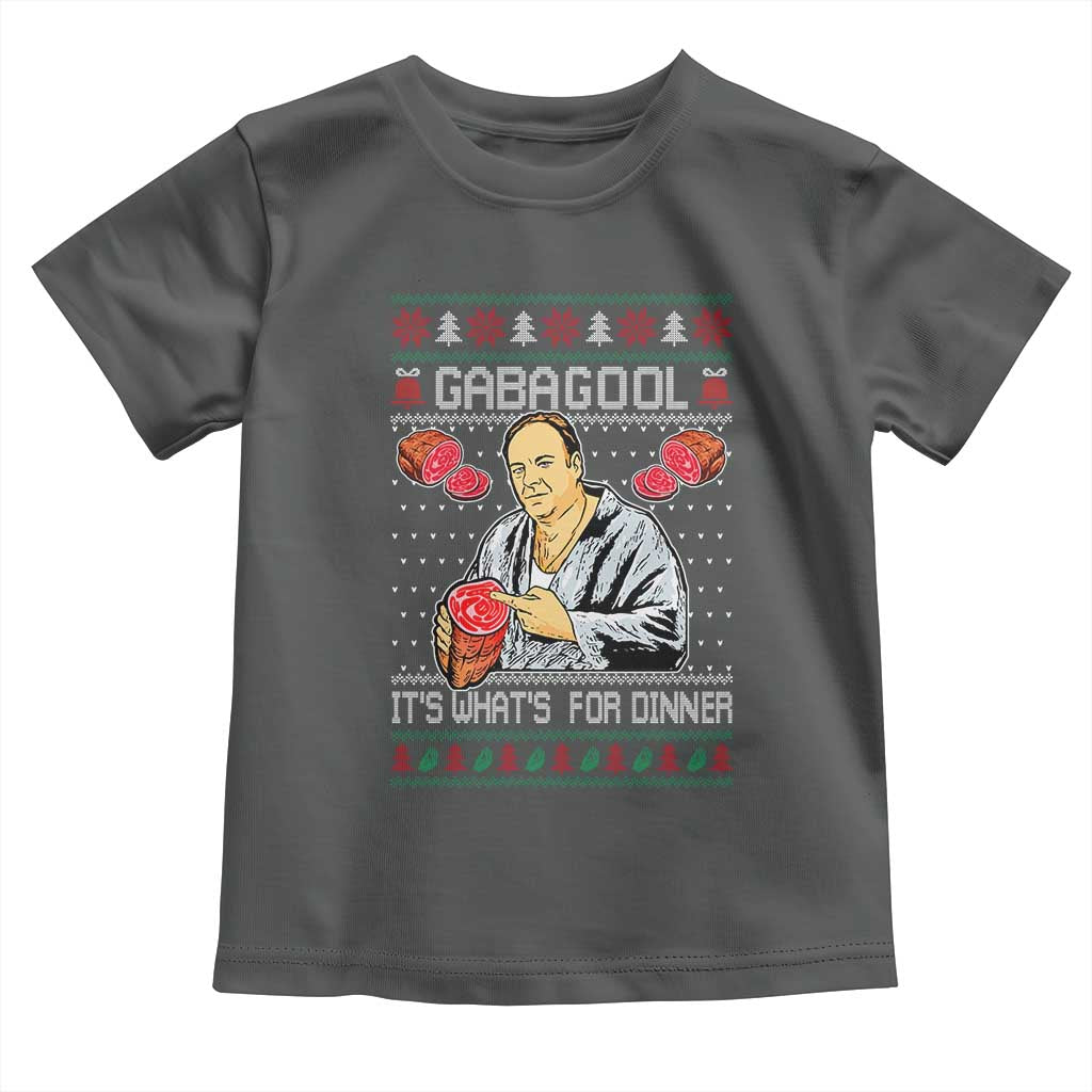 Funny Christmas Mafia Toddler T Shirt Gabagool It Is Whats For Dinner Gangster Movie TS11 Dark Heather Print Your Wear