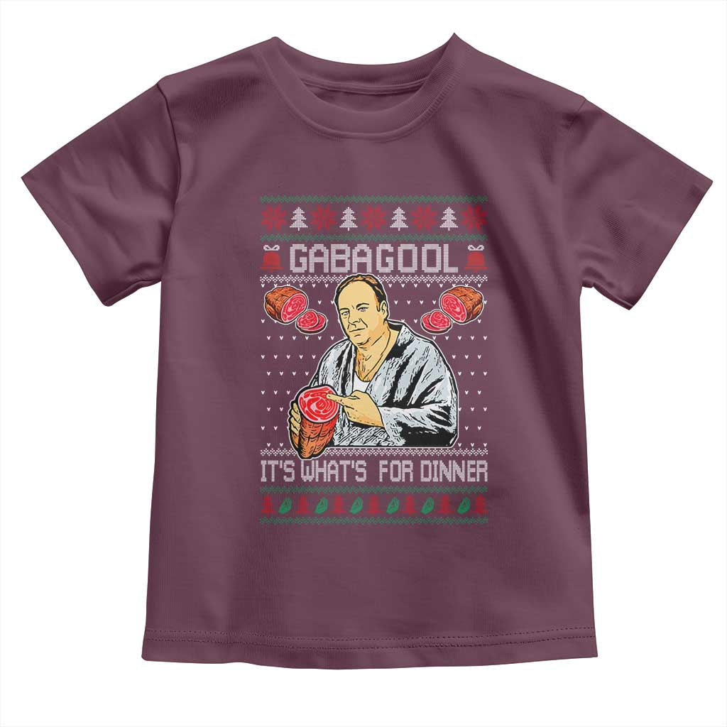 Funny Christmas Mafia Toddler T Shirt Gabagool It Is Whats For Dinner Gangster Movie TS11 Maroon Print Your Wear